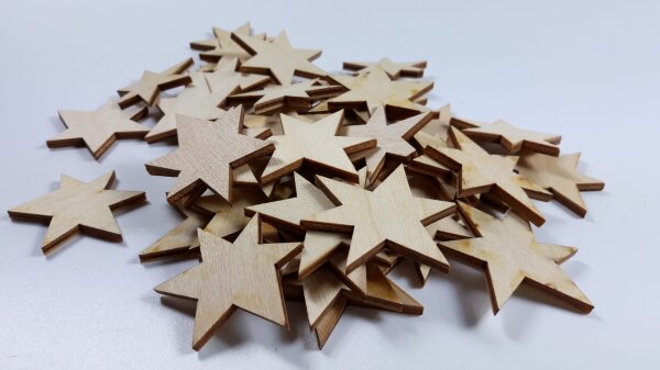 Streumaterial Sterne,  3 bis 4 cm, Sperrholz 50 gr.