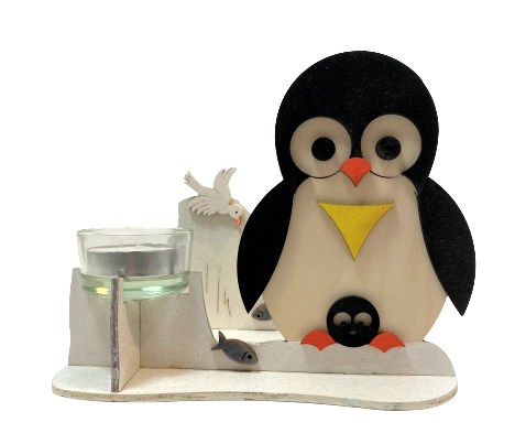 Teelichthalter - Pinguin, Original Erzgebirge